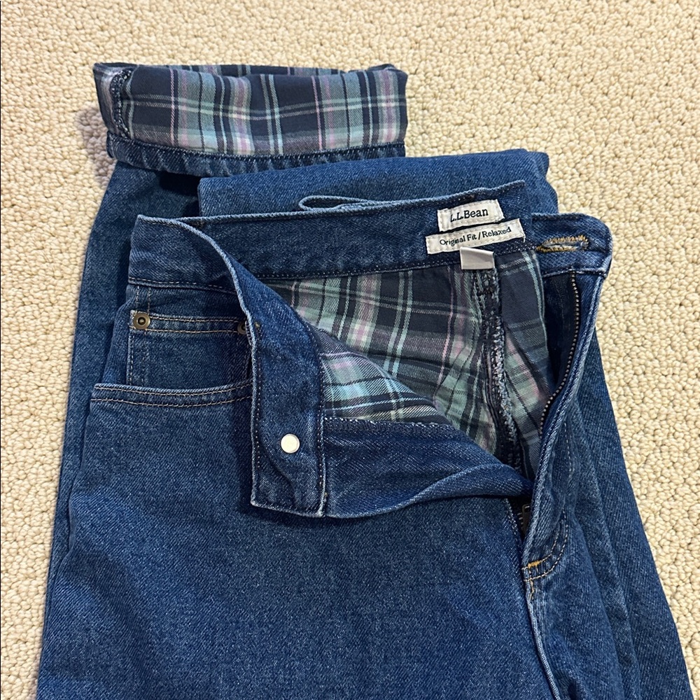 L.L. Bean NEW Ladies Flannel Lined Orig Fit Relaxed Jeans in 6 Petite